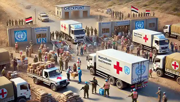 A detailed and realistic depiction of the Red Cross in action